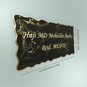 Black and Golden Marble Textured Resin Nameplate, Resin Nameplate Designs, Black Nameplate Designs