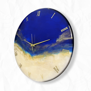 Royal Blue with Metallic Off-White Resin 24 Inch Wall Clock