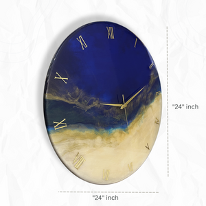Royal Blue with Metallic Off-White Resin 24 Inch Wall Clock