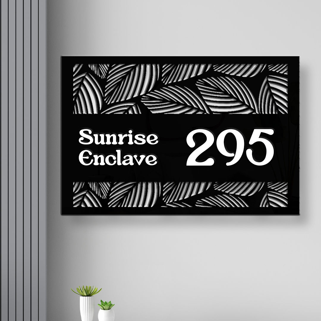 Black Acrylic Nameplate
Black Acrylic House Nameplate
Acrylic Nameplate Designs
Trendy Nameplate Designs
Premium Nameplate Designs
Waterproof Nameplate Designs
Leaf Nameplate Design