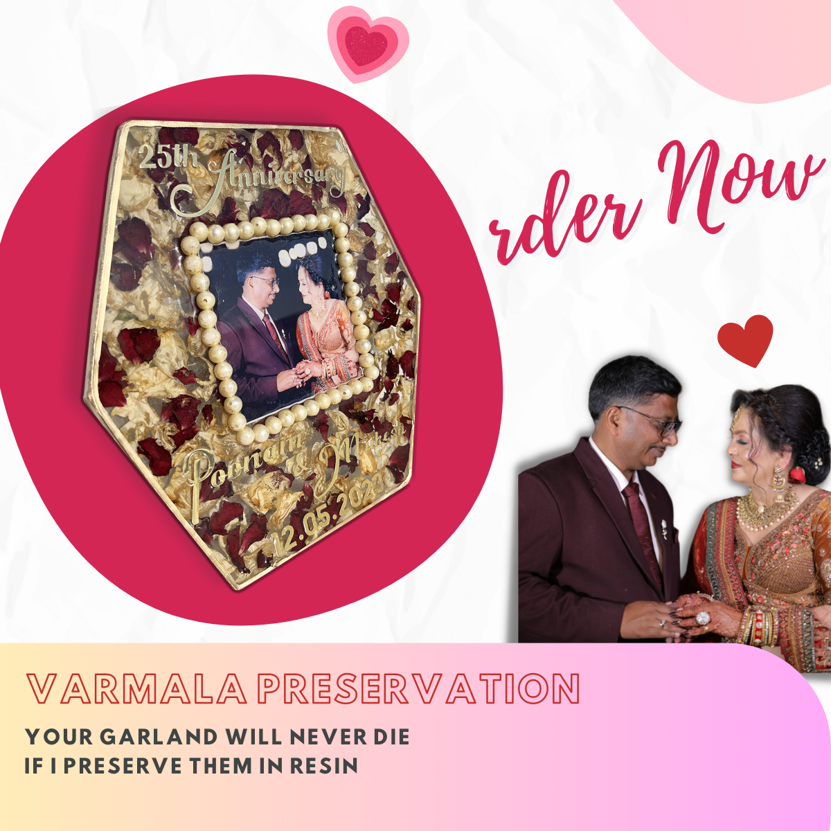 Varmala Preservation Anniversary Gift Hexagon Photo frame in Resin
