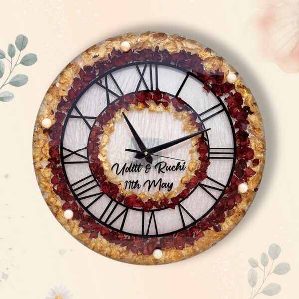 Beautiful Dried Flower Varmala Preservation Wall Clock