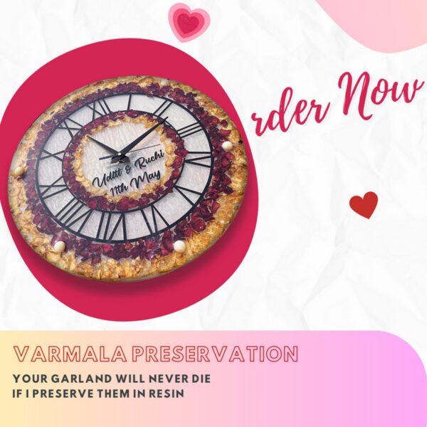 Beautiful Dried Flower Varmala Preservation Wall Clock3