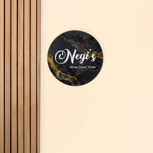 Black and Golden Marble UV Print Textured Acrylic Nameplate1