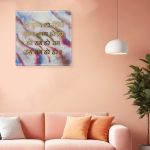 Hare Krishna Wall Mantra Highlight of Golden on Pink Blue and White with Golden Shiny Acrylic Text 4 2
