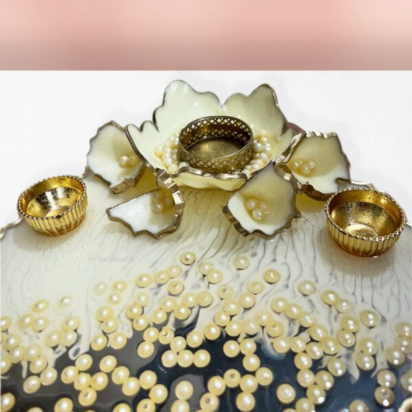 Pearl Magic with 3D Flowers Pooja Platter 5