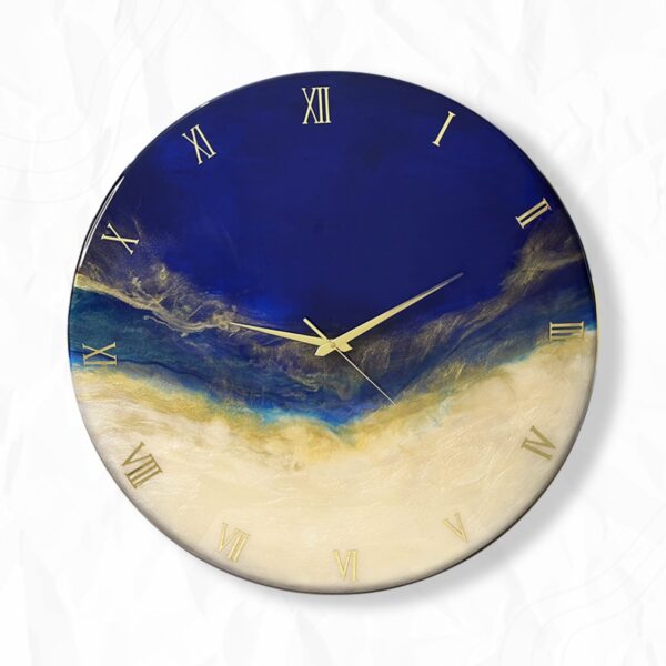 Royal Blue with Metallic Off white Resin 24 Inch Wall Clock (1)