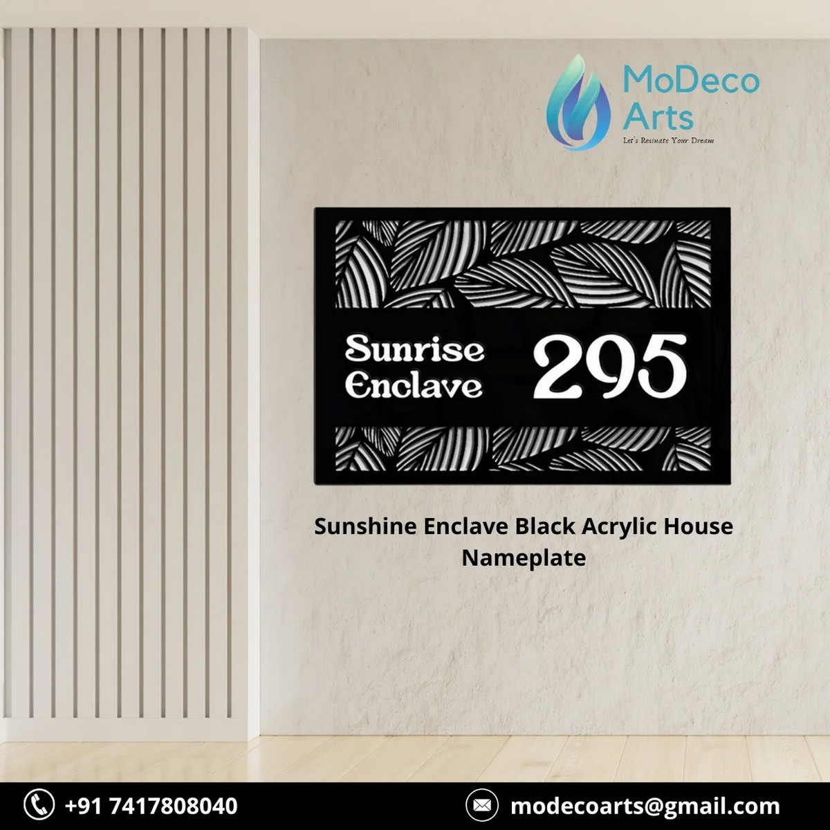 Elevate Your Home's Entrance with the Elegant Sunshine Enclave Black Acrylic House Nameplate