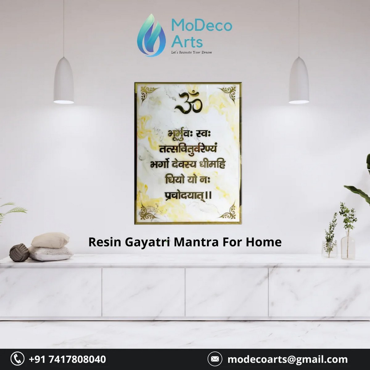 Enhance Your Home with Divine Resin Gayatri Mantra Wall Art