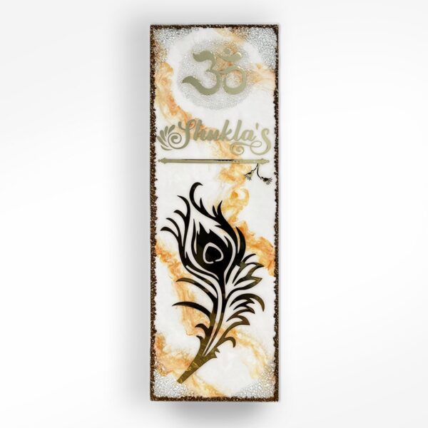 Krishna Theme Vastu Design Resin Coated Customized Nameplate
