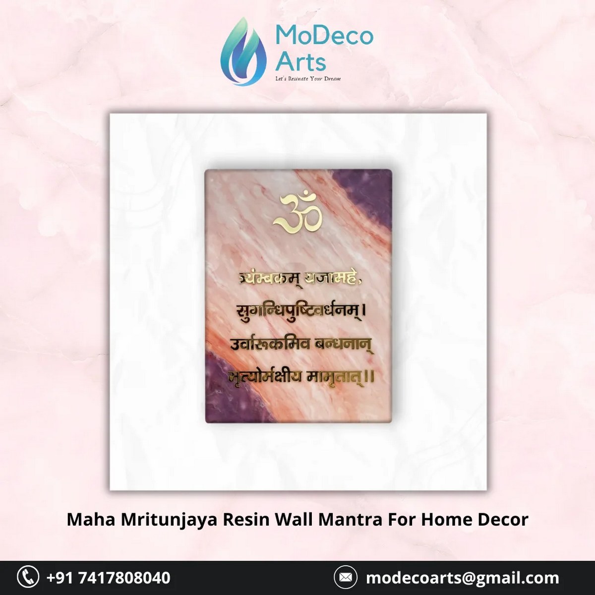 Maha Mrityunjaya Resin Wall Mantra – Invite Divine Energy into Your Home