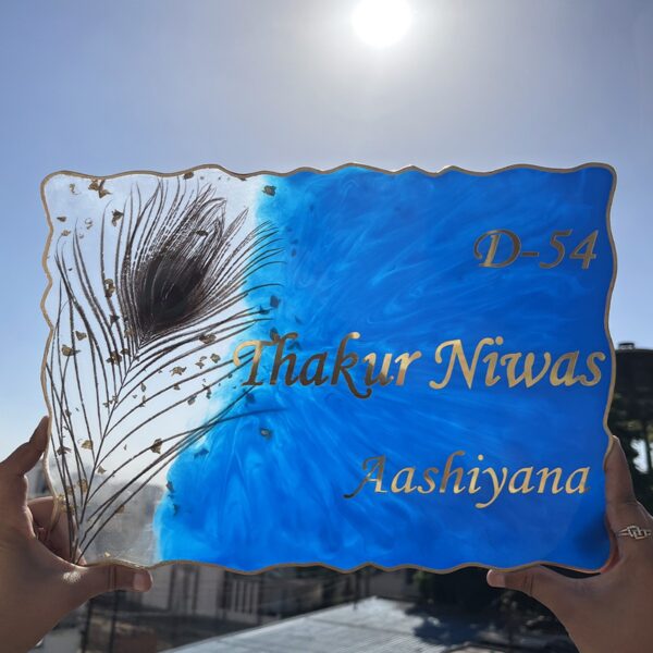 Marine Blue & Transparent Casting Resin Nameplate (6)