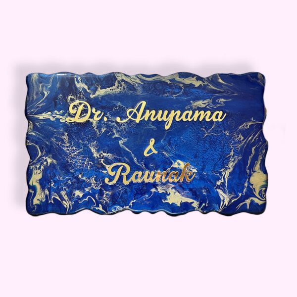 Navy Blue with Golden Blend Resin Nameplate