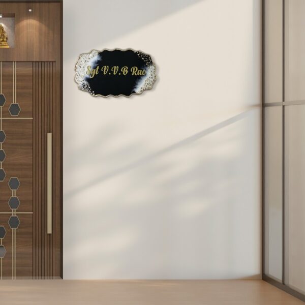 Professional Black and White Oval Resin Coating Nameplate 3