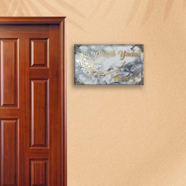 White Golden Resin Name Plate 3