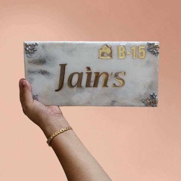 White Grey Resin Name Plate 5