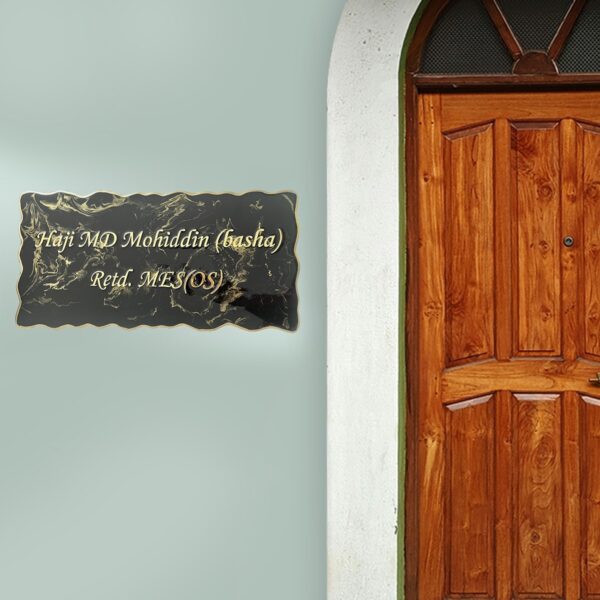 Black and Golden Marble Textured Resin Nameplate 3