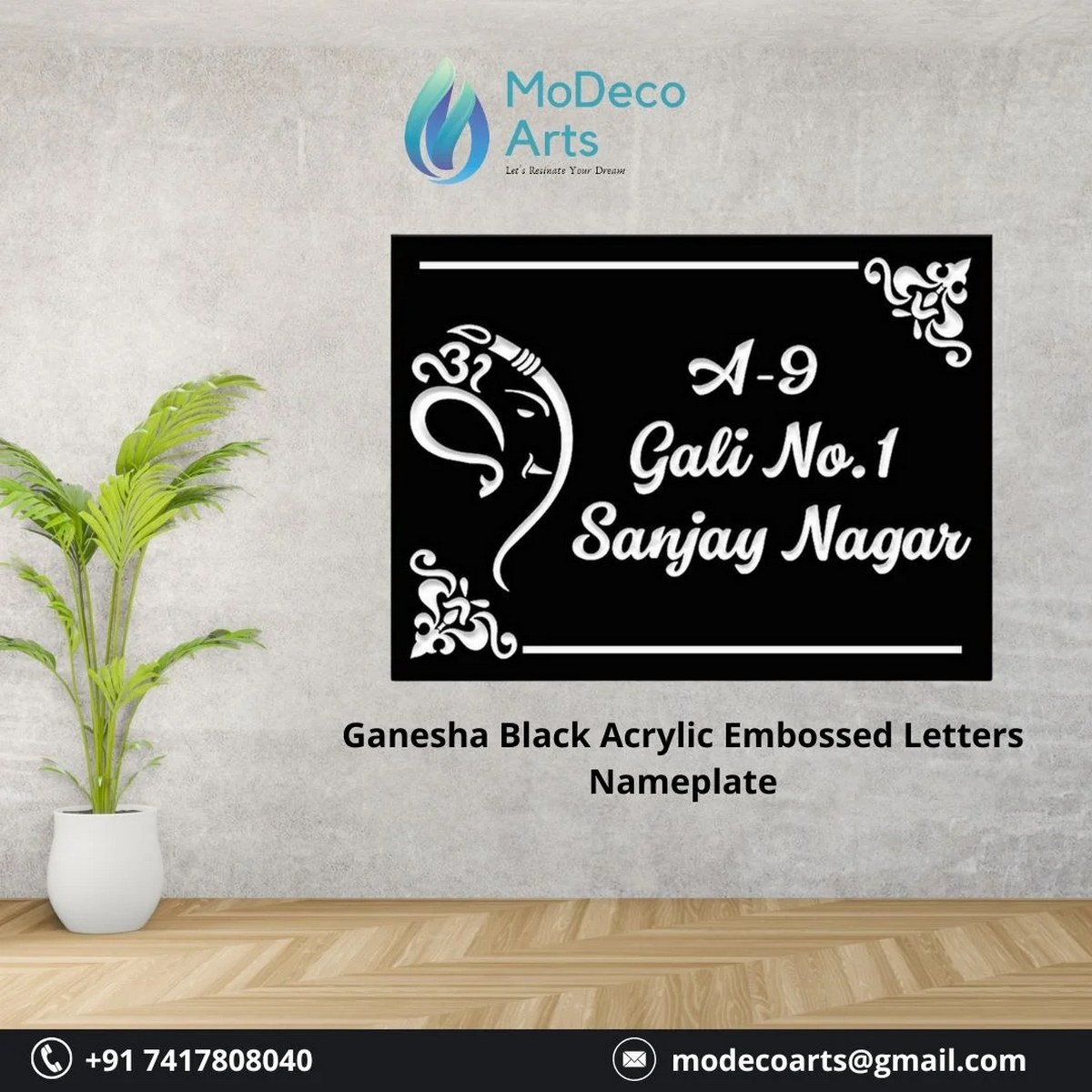 Ganesha Black Acrylic Embossed Letters