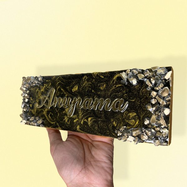 Metallic Golden and Black Blend House Nameplate 1