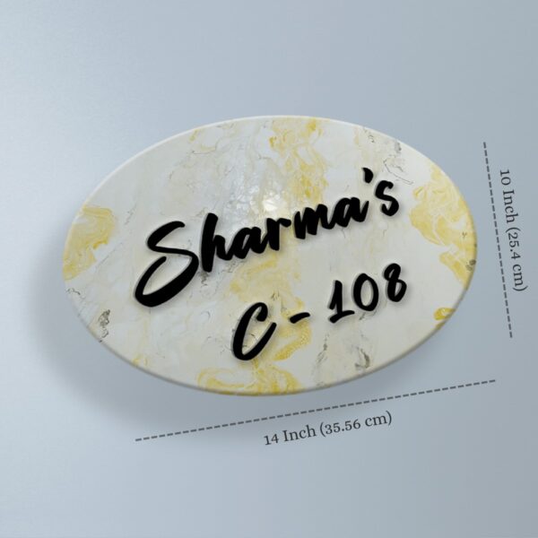 Off White and Yellow Blend Resin Coated Nameplate 2