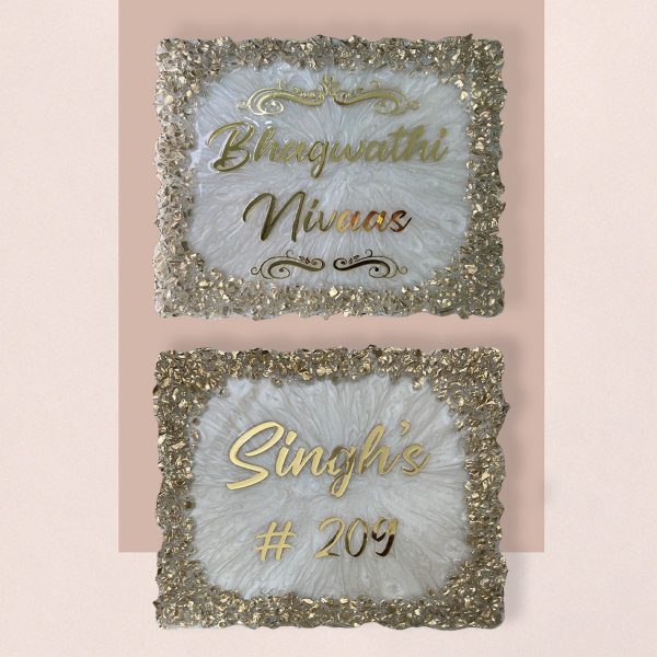 Pearl Casting Handmade Decorative Resin House Nameplate