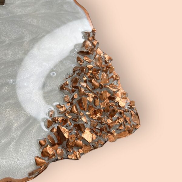 Pearl White Swirl Design Rose Gold & Golden Resin Nameplate 4