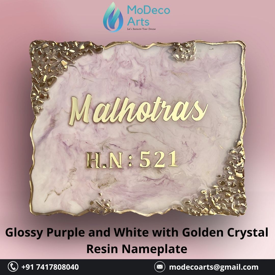 Glossy Purple & White Resin Nameplate