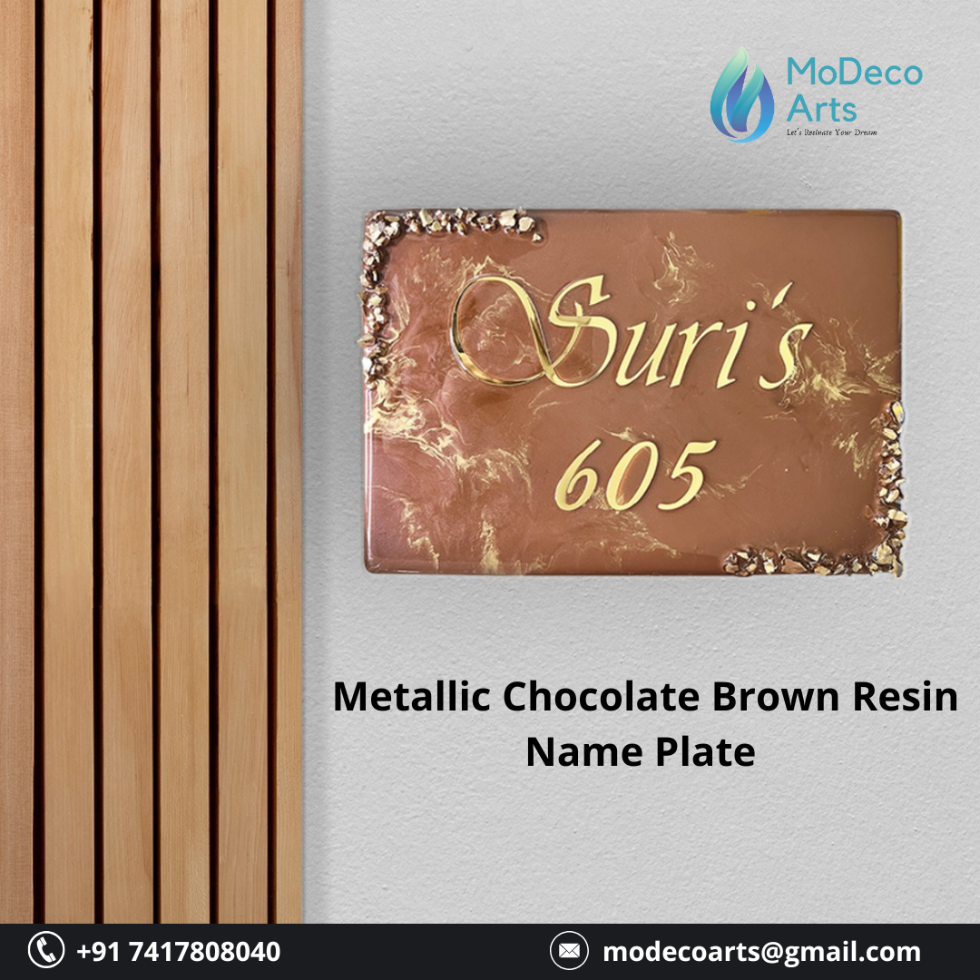 Welcome in Style – Metallic Chocolate Brown Resin Name Plate by Modeco Arts