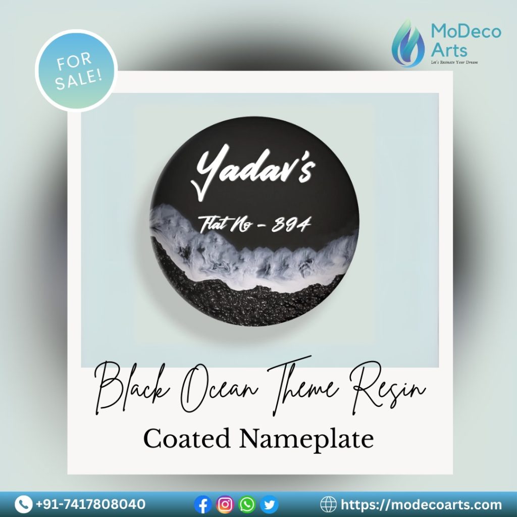 Dive into Elegance with the Black Ocean Resin Nameplate