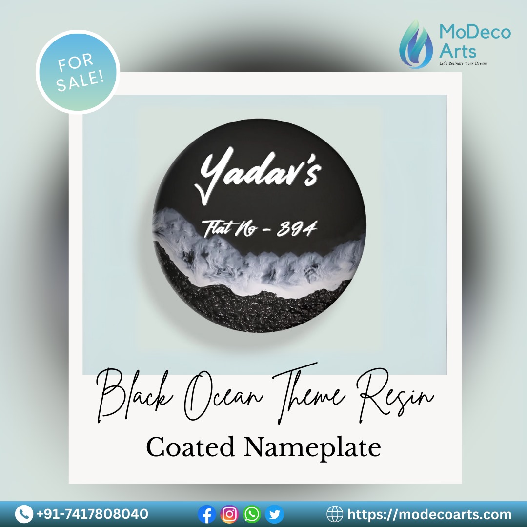 Dive into Elegance with the Black Ocean Resin Nameplate