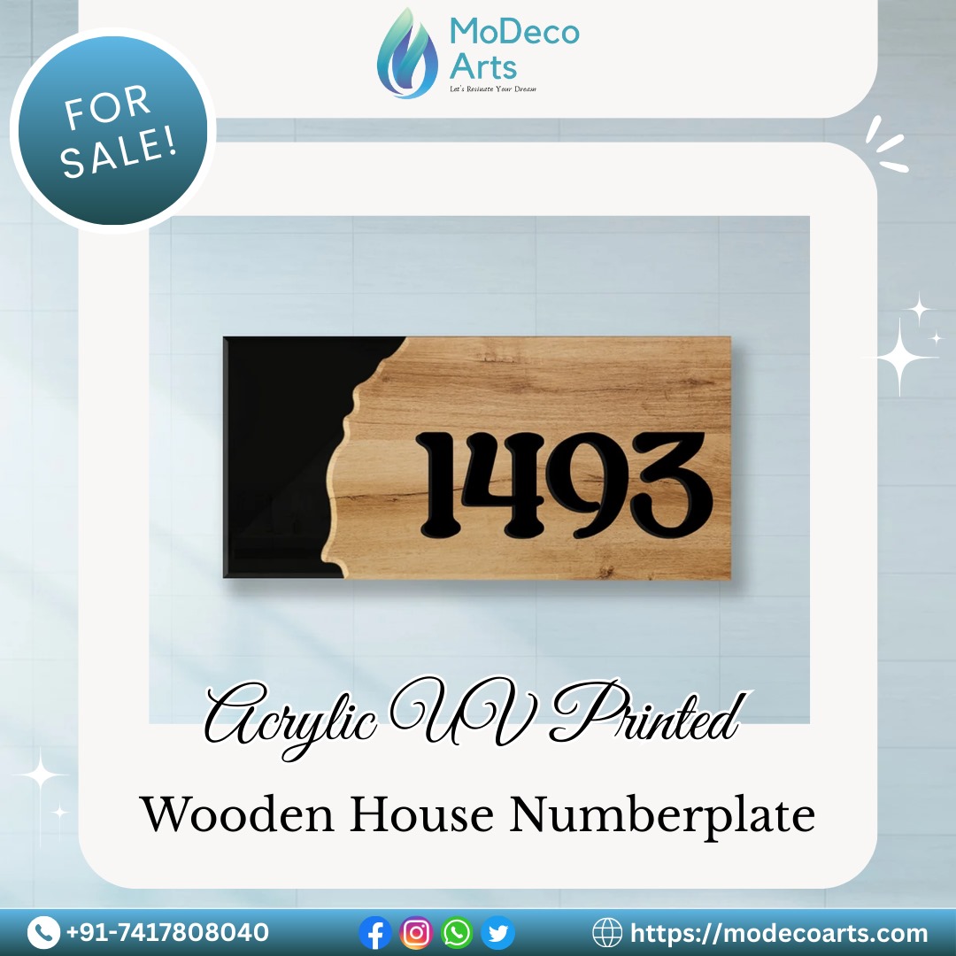 Upgrade Your Entrance with the Acrylic UV Printed Wooden House Numberplate – Class Meets Durability