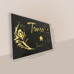 13Peacock Feather Black Golden Acrylic Nameplate 3