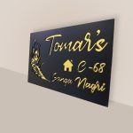 13Peacock Feather Black Golden Acrylic Nameplate 3 2