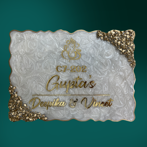 Resin Nameplate Epoxy Nameplate Ganesha Nameplate Pearl White Nameplate Premium Nameplate Trendy Nameplate Decorative Nameplate
