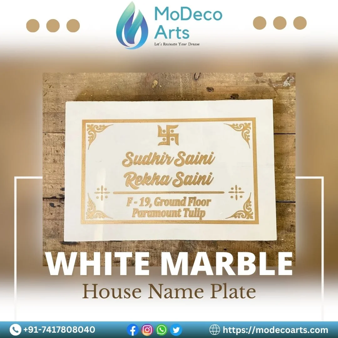 Modeco White Marble Nameplate
