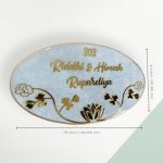 Pastel Green with White Laxmi Ganesh Theme Resin Nameplate 4