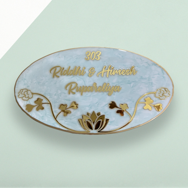 Resin Nameplate Epoxy Nameplate Ganesha Nameplate Green and White Nameplate Premium Nameplate Trendy Nameplate Decorative Nameplate