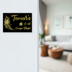 Peacock Feather Black & Golden Acrylic Nameplate 1