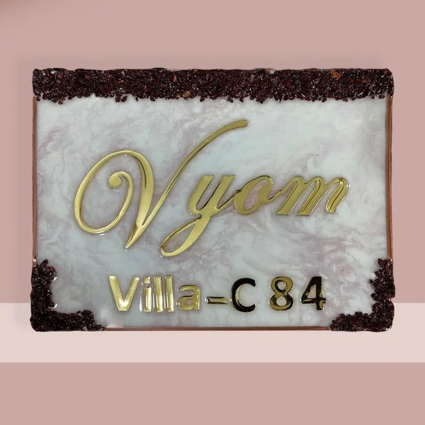 Pink Flare Vyom Resin House Nameplate 1