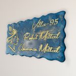 Shree Krishna Blue Metallic Resin Coated Nameplate 3 3