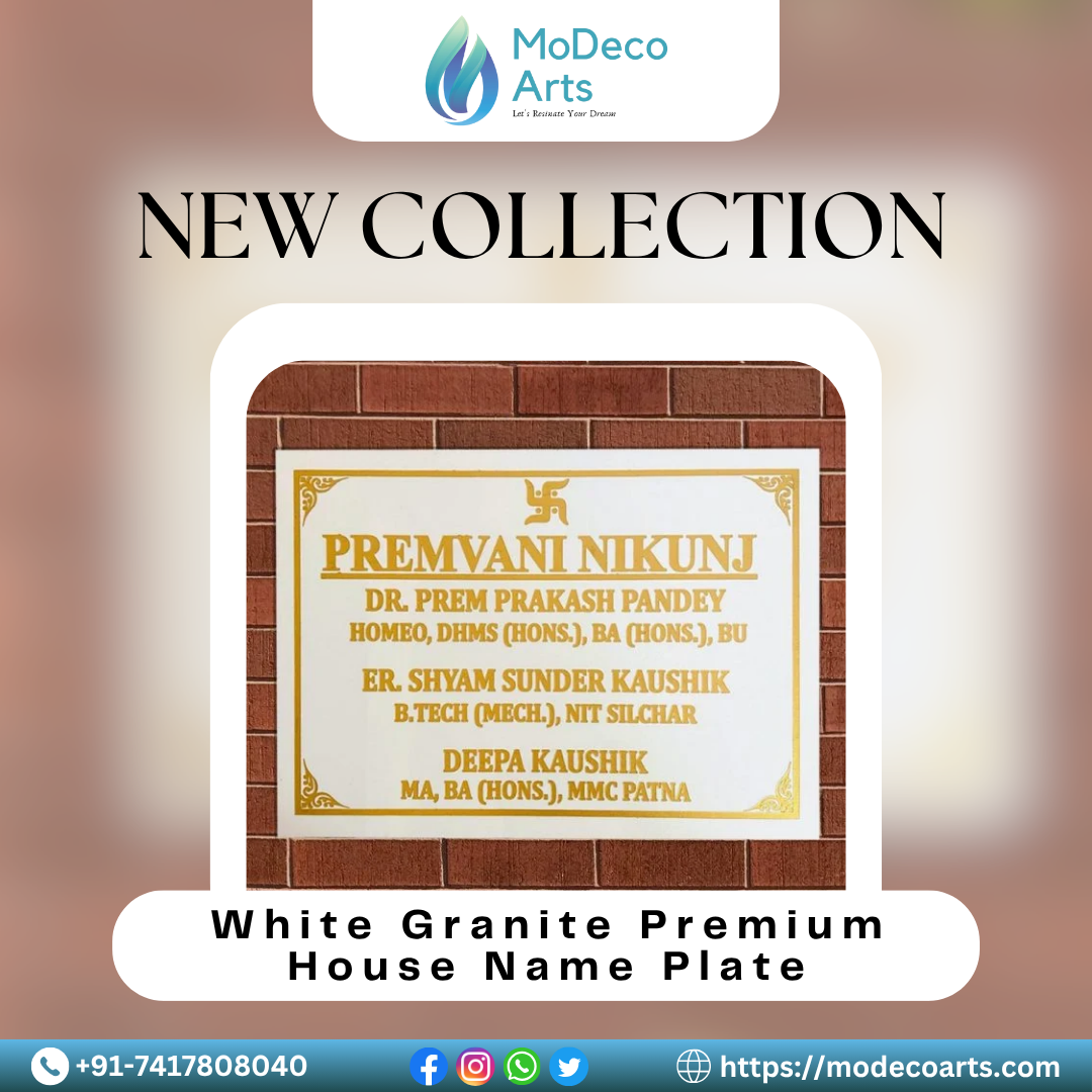 White Granite Premium House Name Plate