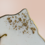 White Nameplate with Pressed Flowers and Flakes 3