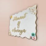White Nameplate with Pressed Flowers and Flakes 3 3