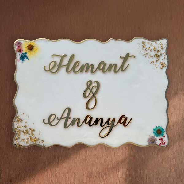 Resin Nameplate Epoxy Nameplate Flower Nameplate Couple Nameplate White Nameplate Premium Nameplate Trendy Nameplate Decorative Nameplate