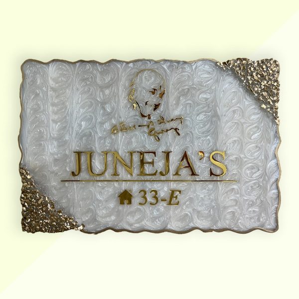 14Jai Guru Ji Extra Swirl Design Resin Nameplate Decor 3 4
