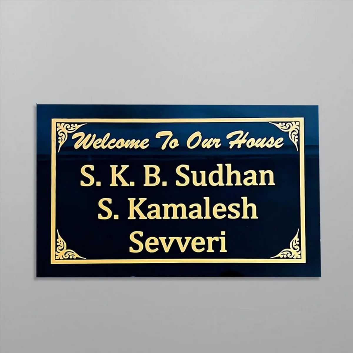 Beautiful Laser Engraved Black Granite Home Nameplate – Customizable