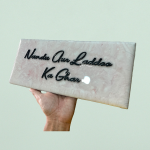 Italian Marble Textured White and Brown Kids Room Resin Nameplate 2
