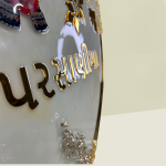 Lord Shreenath Ji Circle Metallic Off White Resin Nameplate 7