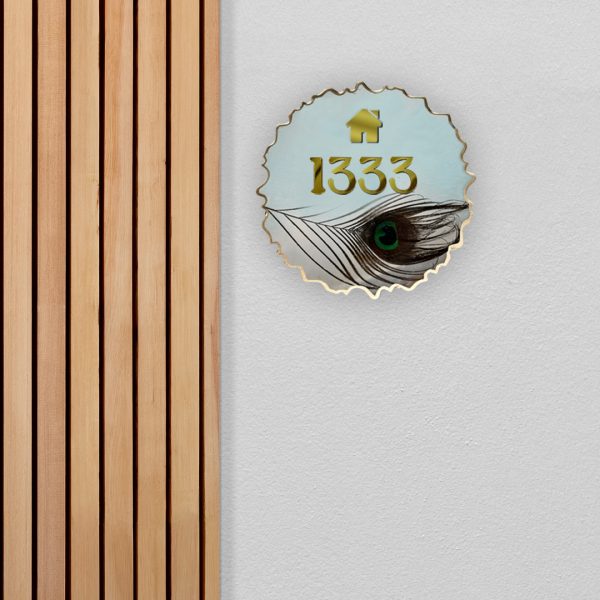 Mor Pankh Casted Resin House Numberplate 1