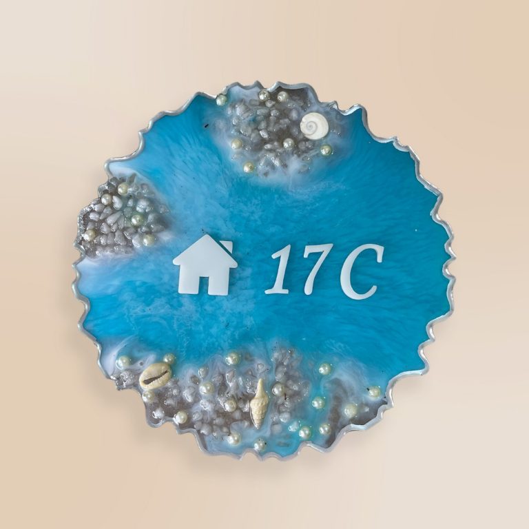 Ocean Theme Resin House Numberplate 768x768